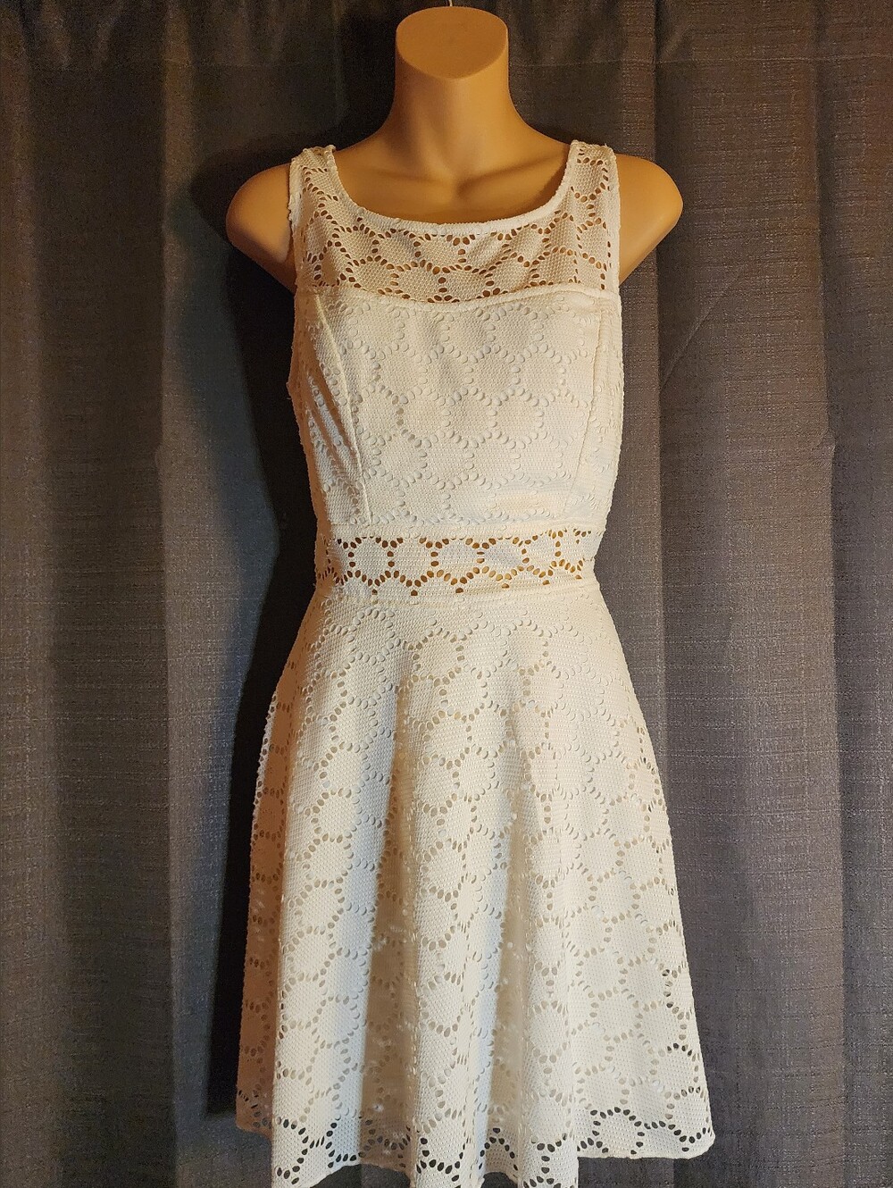 Trixxi White Eyelet Lace Fit & Flare Dress Size 11